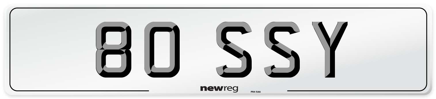 80 SSY Number Plate from New Reg